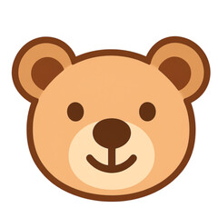 Cute teddy bear face smiling sweetly with simple brown outline, isolated on white, creating a playful and cheerful mood.