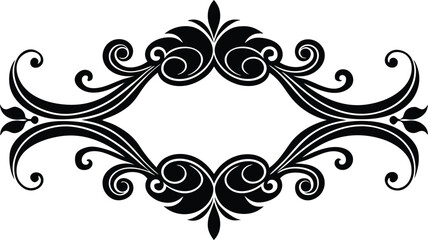 Elegant Black and White Flourish Frame; Vintage Scrollwork Design, Decorative Ornament, Classic Style