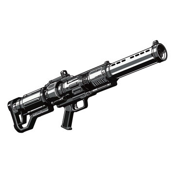 black and white silhouette of a bazooka on a white background