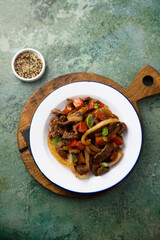 Beef casserole with vegetables and basil