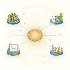 Integrated Life Ecosystem: A Radiant Hub Linking Work Home Education and Analytics.