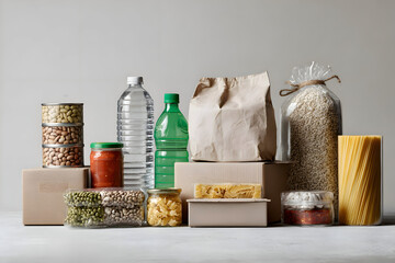 Essential Provisions: A Still Life of Non-Perishable Food for Charity and Relief.