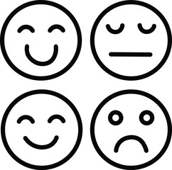 Emotion Faces Icon Set Minimal Line Vector Illustration
