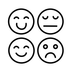 Emotion Faces Icon Set Minimal Line Vector Illustration