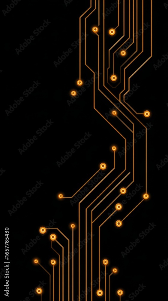 Poster a mesmerizing close up view of a complex electronic circuit board with countless glowing lights illu