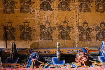 Ancient Buddhist mural on monastery wall © BaljK' RTE
