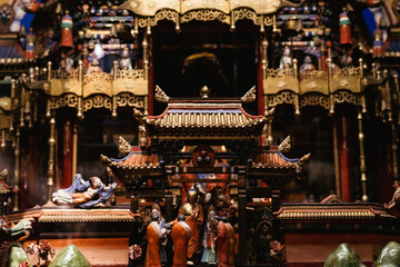 Ornate Buddhist altar inside temple