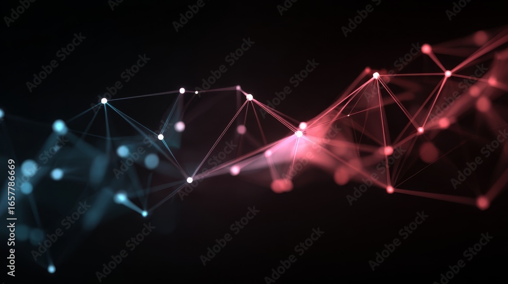 Poster a vibrant and colorful abstract low polygon landscape with geometric shapes and multifaceted surface