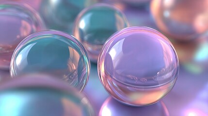 Close-up of iridescent glass spheres