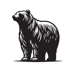 black Polar bear Silhouette Vector, High Quality Illustration on White Background