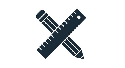 Crossed pencil and ruler design graphic