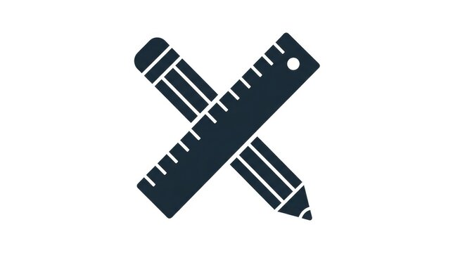 Crossed pencil and ruler design graphic