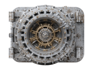 Antique Vault Door Isolated on Transparent Background for Design Use