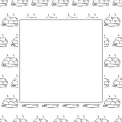 Food frame. doodle fast food square frame. hand drawn food and beverage frame background. food background