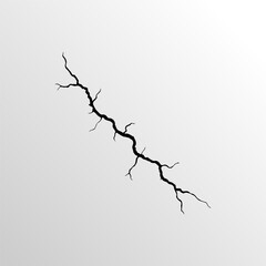 Abstract black crack on white surface. Damaged texture with many small cracks.