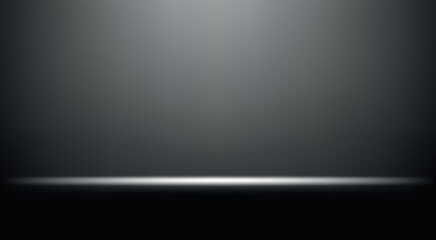 Black studio background. Bright empty scene. Black wall studio room with light.