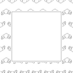 Food frame. doodle fast food square frame. hand drawn food and beverage frame background. food background