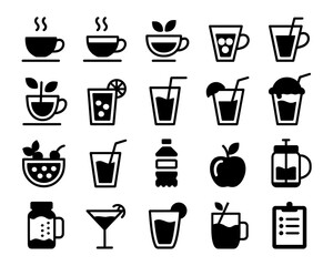 Collection of various beverage and drink icons