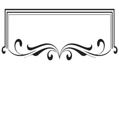 Elegant black and white ornate frame with swirling flourishes
