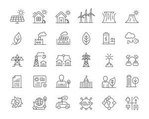 Clean energy and sustainability icons