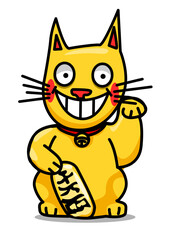 illustration of the smiling maneki neko