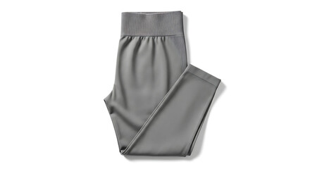 Folded gray leggings with a wide waistband, displayed on a white background.
