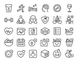 Healthy lifestyle and wellness icons set