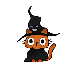 halloween cat with pumpkin