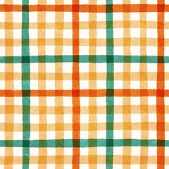 Seamless gingham plaid check pattern in multiple color variations including red, green, orange, pink, and yellow. A classic woven fabric style that brings a timeless and cheerful look to textiles, fas