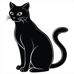  Black cat vector. Cute black cat animal vector illustration. Silhouettes of black cat. Cat Doodle. black cat vector, icon vector illustration, cat silhouette.. black cat in a hat.