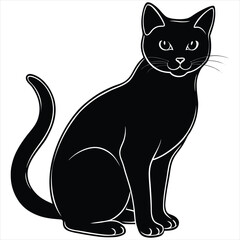  Black cat vector. Cute black cat animal vector illustration. Silhouettes of black cat. Cat Doodle. black cat vector, icon vector illustration, cat silhouette.. black cat in a hat.