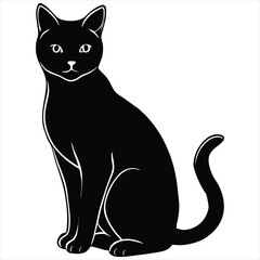  Black cat vector. Cute black cat animal vector illustration. Silhouettes of black cat. Cat Doodle. black cat vector, icon vector illustration, cat silhouette.. black cat in a hat.