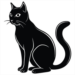  Black cat vector. Cute black cat animal vector illustration. Silhouettes of black cat. Cat Doodle. black cat vector, icon vector illustration, cat silhouette.. black cat in a hat.