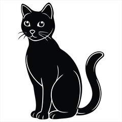  Black cat vector. Cute black cat animal vector illustration. Silhouettes of black cat. Cat Doodle. black cat vector, icon vector illustration, cat silhouette.. black cat in a hat.