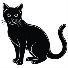  Black cat vector. Cute black cat animal vector illustration. Silhouettes of black cat. Cat Doodle. black cat vector, icon vector illustration, cat silhouette.. black cat in a hat.
