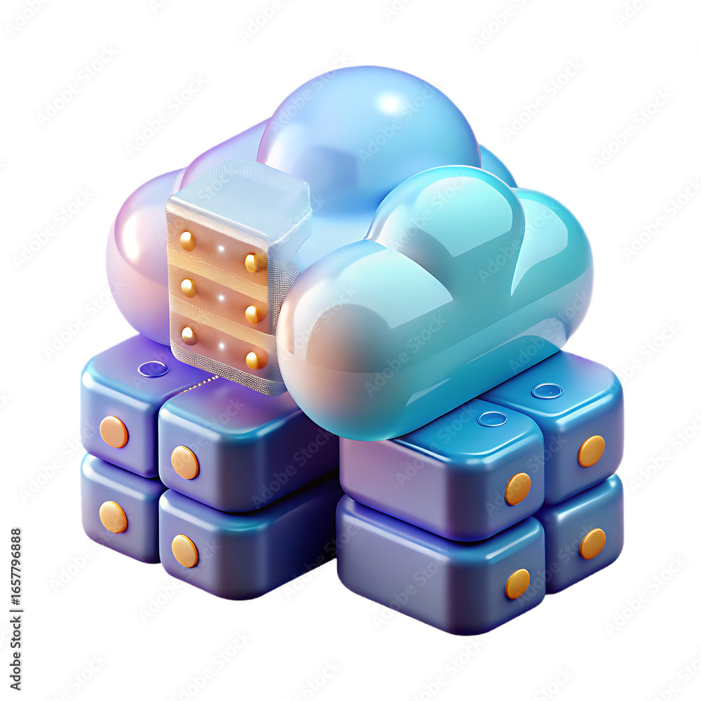 Poster cloud computing data server stack technology digital