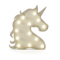 Baby unicorn night light isolated on white background. 3D rendering
