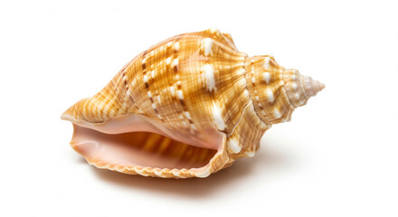 Obraz premium Beautiful spiral seashell with intricate details on an isolated transparent background, symbolizing the ocean and nature
