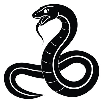 black snake coiled, open mouth clip art preview