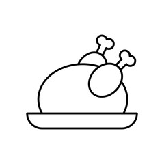 Turkey Meat Line Icon: Food and Thanksgiving