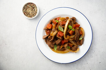 Beef casserole with vegetables and basil
