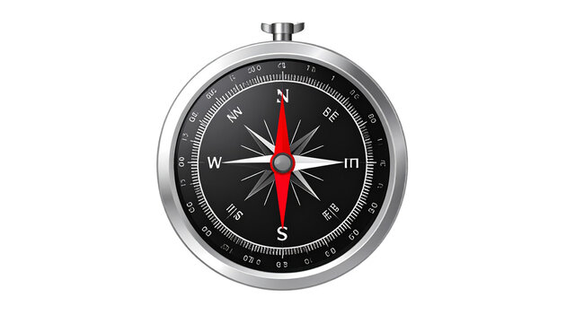 Vector illustration of a dark-colored compass icon, isolated on a transparent background. Provided as a PNG file.
