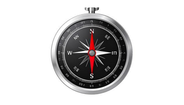Vector illustration of a dark-colored compass icon, isolated on a transparent background. Provided as a PNG file.
 - Powered by Adobe