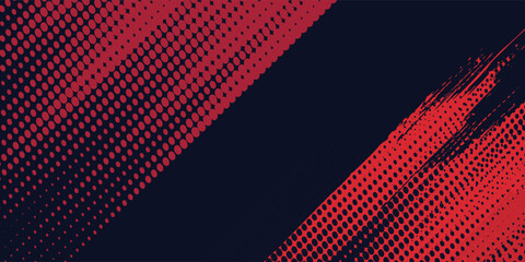 Halftone dots red and blue color pattern gradient grunge texture background. Dot pop art comic sport modern best seller