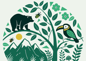 Carton style group animal icon set 