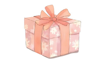 a beautiful pink watercolor present with a pink ribbon isolated on a transparent background