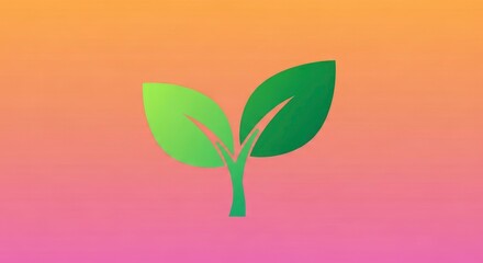 Obraz premium Two leaves on gradient background