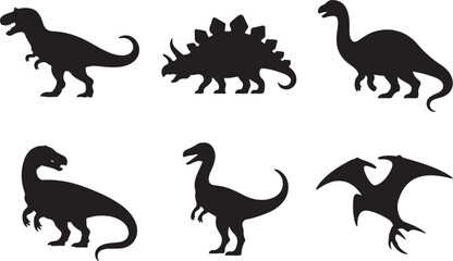 "Bold Dinosaur Silhouette Vector Set"

"Prehistoric Dinosaurs and Pterosaurs Silhouettes"

"Jurassic Era Dinosaur Silhouette Collection"