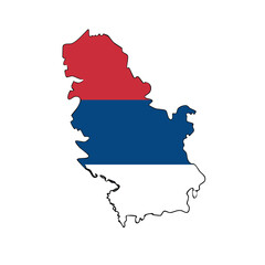 Fototapeta premium Serbia map outline with flag colors, vector illustration, national symbol of the country