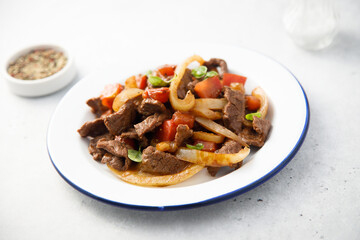Beef casserole with vegetables and basil